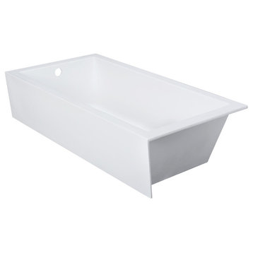 Solid Surface Sparta Skirted Soaker Tub, Matte White, Left Hand