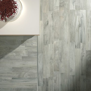 Exquisite Woodlook porcelain in a grey blue tone
