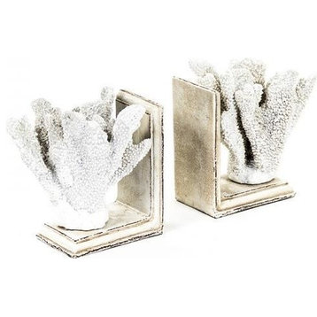 Bookends Bookend Coral White Poly Resin