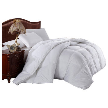 100% Cotton Solid Shell All-Seasons Down Comforter, Full/Queen