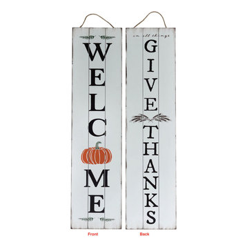 Reversible 2 Sided Wood Give Thanks Porch Sign - Multicolored