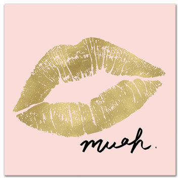 Muah Lips On Blush 12x12 Canvas Wall Art