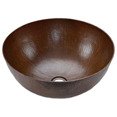 13" Small Round Vessel Hammered Copper Sink