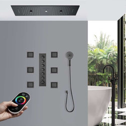 Remote Controlled Led Musical Shower System, Matte Black A - Remote Control Ligh - Showerheads And Body Sprays