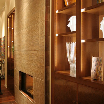 Side View of Fireplace and Cabinets