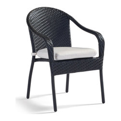 Caf&eacute; Curved Back Stacking Chairs in Wicker, Set of Four - Patio Furniture And Outdoor Furniture