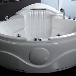 Eago AM505 61 Inch Rounded Corner Waterfall Whirlpool Bath Tub - Bathtubs