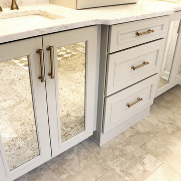 Master Bath Remodel with Soaker Tub, Custom Tiled Shower and Warm Gray Vanity