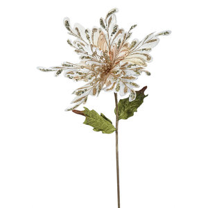 OF181207 Vickerman 20" Silver Poinsettia 14" Flower 3/Bg 