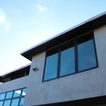 sectional 4x5 Box Gutters, 16 ounce Copper, Modern Home in Manhattan Beach, CA.