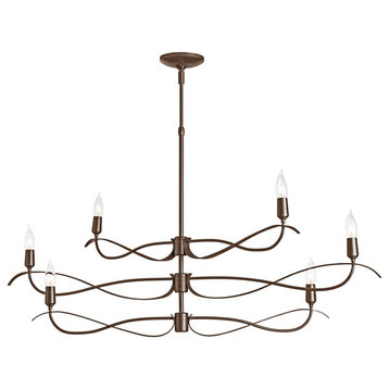 Willow 6-Light Small Chandelier, Bronze Finish, Standard Overall Height