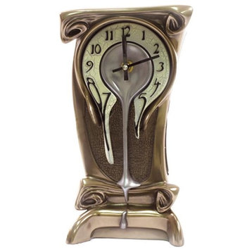 Art Nouveau Melting Clock, Cold Cast Bronze