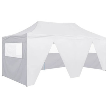 vidaXL Party Tent Outdoor Canopy Folding Gazebo with 4 Sidewalls Steel White