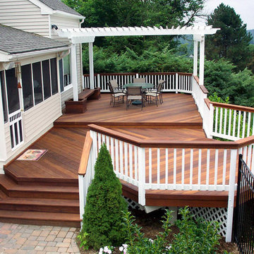 Custom Built Pressured Treated Wood Decks and Fiberglass Pergola
