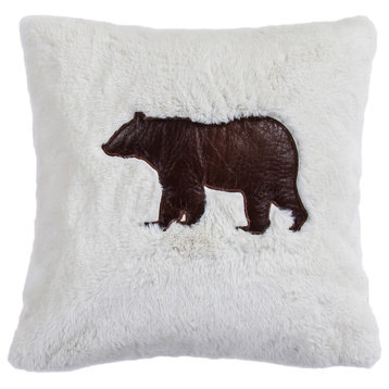 Luna Shearling Embroidered Bear Throw Pillow, 18"x18", 1 Piece