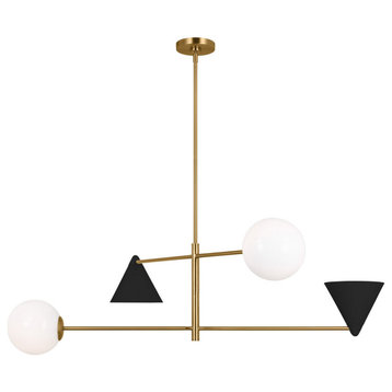 Cosmo 4-Light Chandelier in Midnight Black And Burnished Brass by Aerin