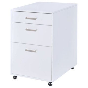 Acme Coleen File Cabinet White High Gloss and Chrome
