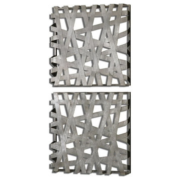 "Messed Metal" Silver Wall Squares