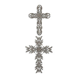 www.essentialsinside.com: leaf crosses, metal wall art - Artwork