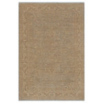 Bareens Designer Rugs - Classic Ziegler Vikki Tan Beige Hand-Knotted Wool Rug - 3'11'' x 5'9'' - Enhance the ambiance of your home with this magnificent Persian-influenced Turkish hand-knotted rug made by skilled artisans capable of creating the most exceptional vegetable dyes and hand-spun wool. This exquisite handmade rug is a one-of-a-kind Peshawar Kafkaz, otherwise identified as Chobi, Chobi Peshawar, Oushak, or Ziegler rug. These handmade rugs are crafted in Pakistan utilizing superior-quality wool imported from Australia, New Zealand, and Korea in two types of weaves: the Persian weave and the Mori weave. This rug is meticulously crafted by hand using the finest natural vegetable dyes extracted from local plants. The artisans use a blend of hand-spun local and fine merino wool, resulting in a rug with a compelling texture, higher lanolin content, and longer staple. The artisans occasionally incorporate natural or artificial silk into the pile to enhance specific motifs. The finished product is an awe-inspiring execution of flawless design and an understated palette that exudes elegance.