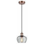 Innovations Lighting - Innovations Lighting 516-1P-AC-G92 Fenton, 1 Light Mini Pendant - Includes 10 Feet of Black CordSlope Ceiling CoFenton 1 Light Mini  Antique Copper ClearUL: Suitable for damp locations Energy Star Qualified: n/a ADA Certified: n/a  *Number of Lights: 1-*Wattage:100w Medium Base bulb(s) *Bulb Included:No *Bulb Type:Medium Base *Finish Type:Antique Copper
