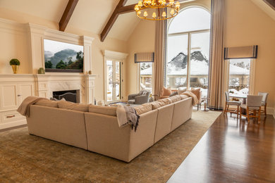 French country family room photo in Denver