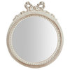 Bow Detail Flat Oval Wall Mirror, White, 25x29 cm
