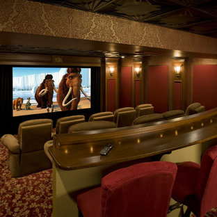 This is an example of a classic home cinema in Philadelphia with a projector screen.