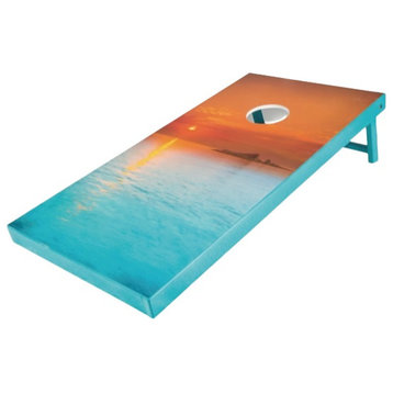 Tropical Island Sunset Corn Hole Deluxe Poly Lumber Game Set