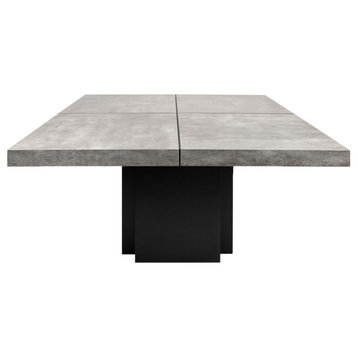 Contemporary Large Square Wood Dining Table, Faux Concrete