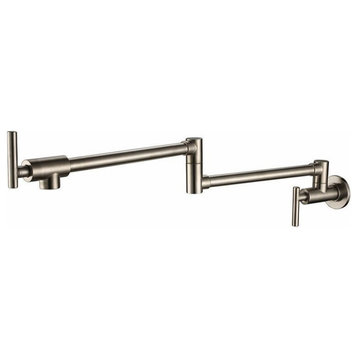 Wasser™ Solid Brass Pot Filler Wall Mounted Kitchen Faucet, Brushed Nickel