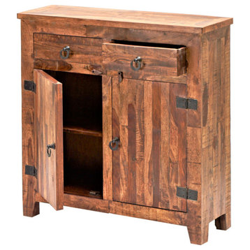 40" Rustic Reclaimed Wood 2 Doors and 2 Drawers Accent Cabinet