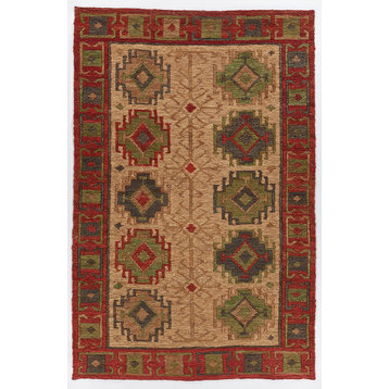 Chandra Ryleigh Ryl-46900 Rug, Red/Green/Natural, 5'0"x7'6"