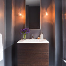 bathroom sinks, counters, tiles, mirrors