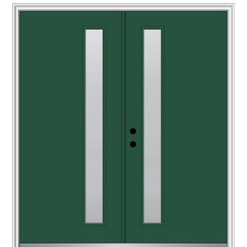 64"x80" 1-Lite Frosted RH-Inswing Painted Fiberglass Double Door, 6-9/16" Frame