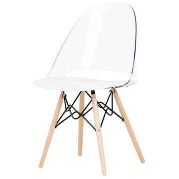 South Shore Annexe Eiffel Style Dining Side Chair in Clear and White