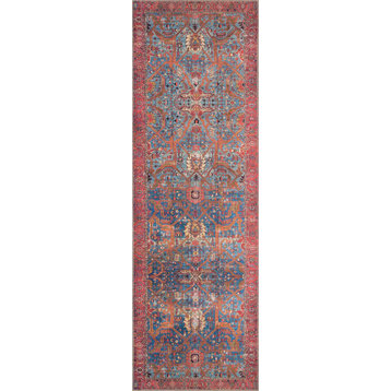 Blue Red Loren LQ-10 Printed Area Rug by Loloi, 2'6"x7'6"
