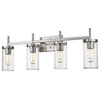 Winslett 4 Light Bath Vanity, Pewter With Ribbed Clear Glass