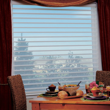 Traditional White Dining Room Custom Window Shadings by Hunter Douglas