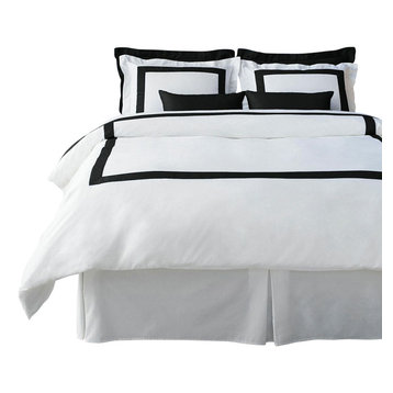 LaCozi Cotton Sateen Modern Hotel Black White Duvet Cover Set, King