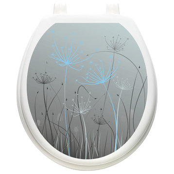 Thistles Toilet Tattoos Seat Cover, Vinyl Lid Decal, Bathroom Décor, Round/Standard