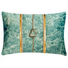 Blue Suede 12"x20" Lumbar Pillow Cover, Gemstone Faux Leather Solar Quartz, Teal