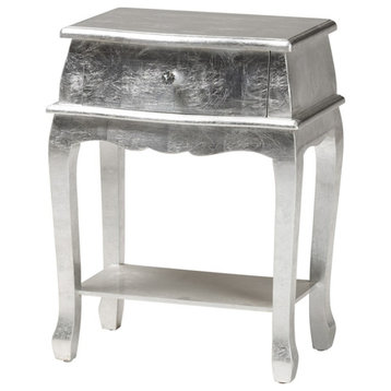 Baxton Studio Harriet Silver Finished Wood 1-Drawer End Table