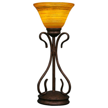 Swan Mini Table Lamp In Bronze, 7" Fire Saturn Glass