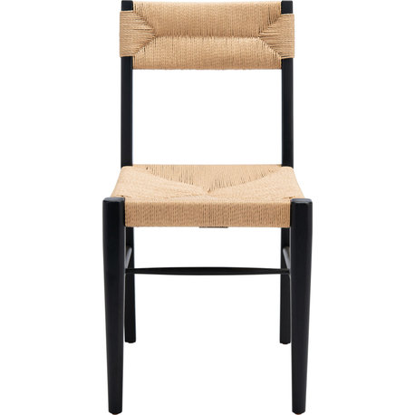 Cody Rattan Dining Chair, Set of 2 Black, Natural