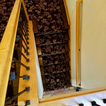 Floral Stairway Carpet Installation