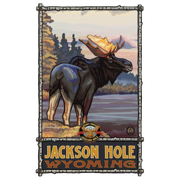 Paul A. Lanquist Mangy Moose Jackson Hole Wyoming Moose Art Print, 12"x18"