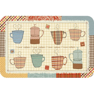 Reversible Plastic Wipe Clean Placemats, Patchwork Cafe, Set of 4