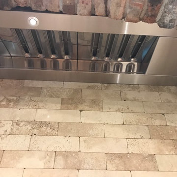 This was a super custom vent hood we made from scratch with LED lighting, filter