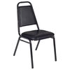 Kobe 30" Square Breakroom Table- Grey & 4 Restaurant Stack Chairs- Black